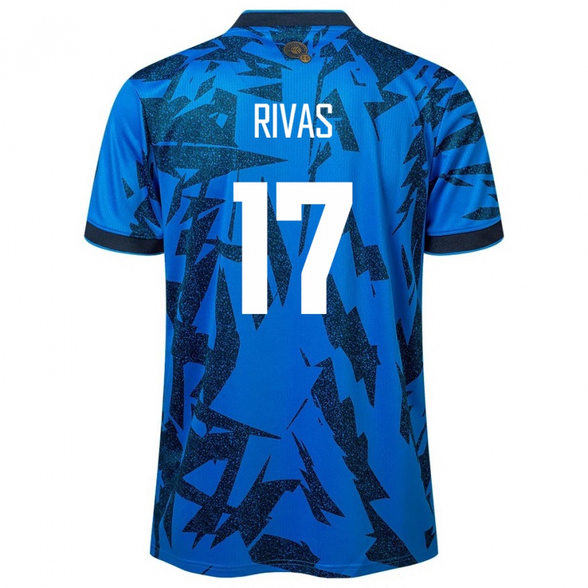 Criança Camisola El Salvador Eduardo Rivas #17 Azul Principal 24-26 Camisa Brasil