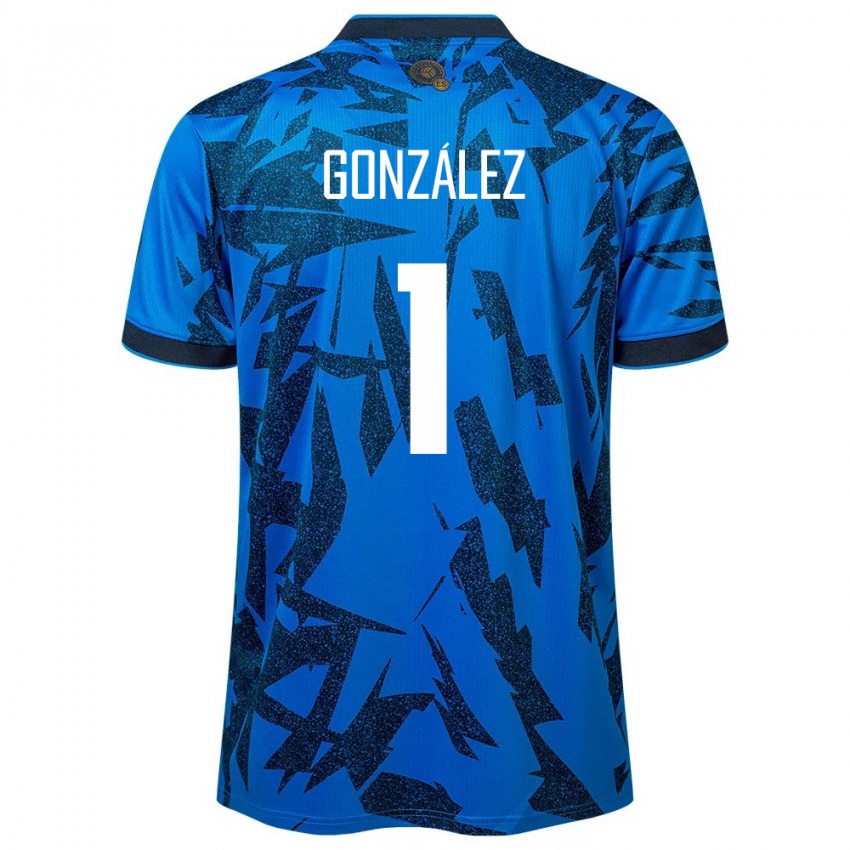 Criança Camisola El Salvador Mario González #1 Azul Principal 24-26 Camisa Brasil