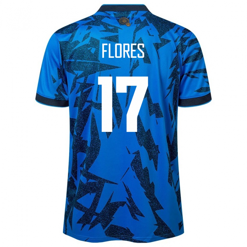 Criança Camisola El Salvador Diego Flores #17 Azul Principal 24-26 Camisa Brasil