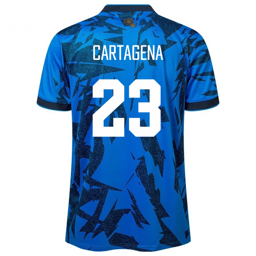 Criança Camisola El Salvador Melvin Cartagena #23 Azul Principal 24-26 Camisa Brasil