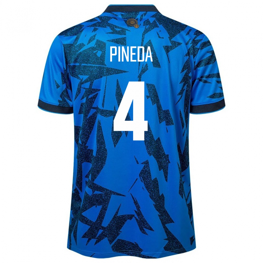 Criança Camisola El Salvador Wálter Pineda #4 Azul Principal 24-26 Camisa Brasil