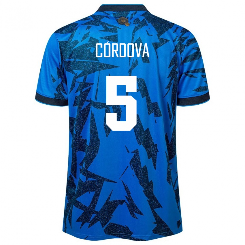 Criança Camisola El Salvador Edwin Córdova #5 Azul Principal 24-26 Camisa Brasil