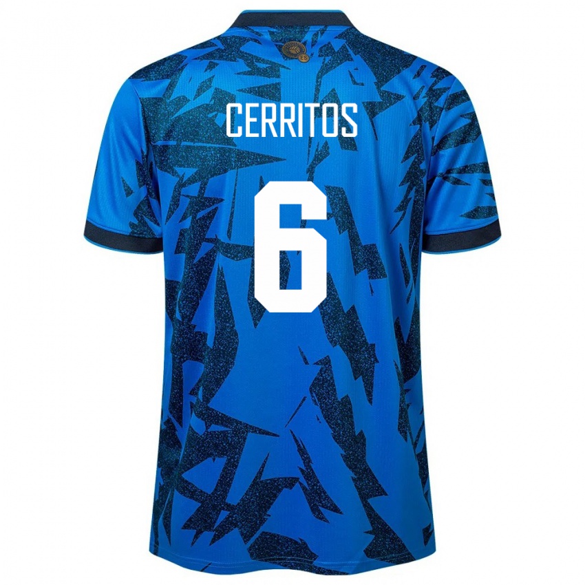 Criança Camisola El Salvador Mauricio Cerritos #6 Azul Principal 24-26 Camisa Brasil