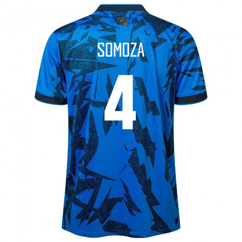 Criança Camisola El Salvador Néstor Somoza #4 Azul Principal 24-26 Camisa Brasil