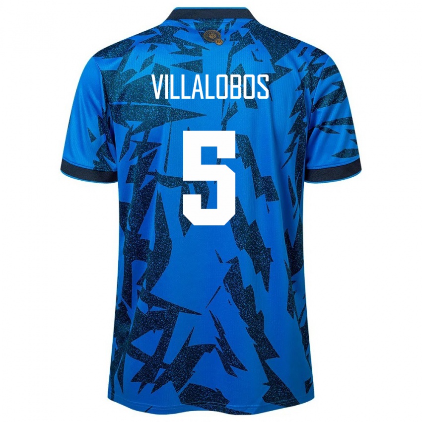 Criança Camisola El Salvador Kristian Villalobos #5 Azul Principal 24-26 Camisa Brasil