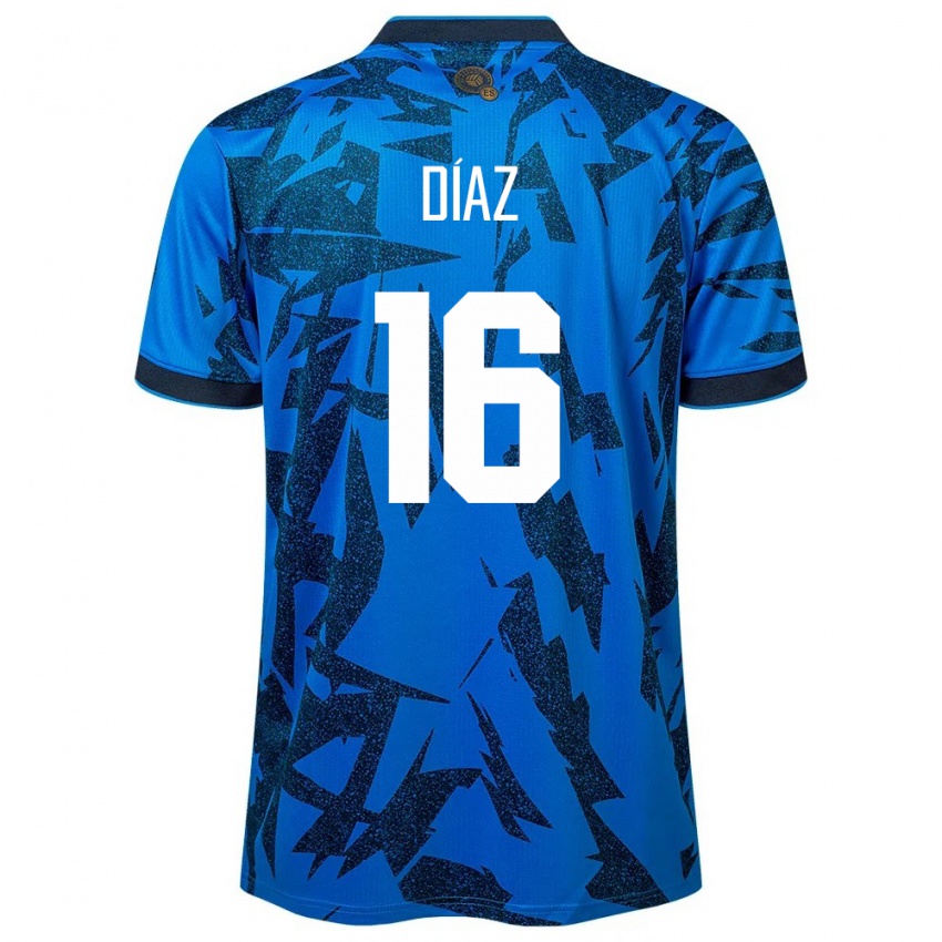 Criança Camisola El Salvador Wilber Díaz #16 Azul Principal 24-26 Camisa Brasil