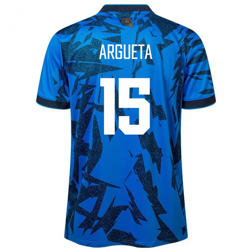 Criança Camisola El Salvador Germán Argueta #15 Azul Principal 24-26 Camisa Brasil