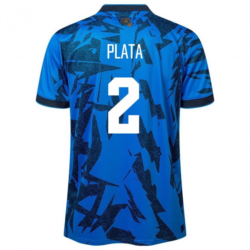 Criança Camisola El Salvador Juana Plata #2 Azul Principal 24-26 Camisa Brasil