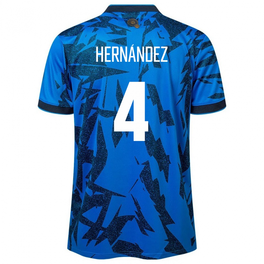 Criança Camisola El Salvador Elaily Hernández #4 Azul Principal 24-26 Camisa Brasil