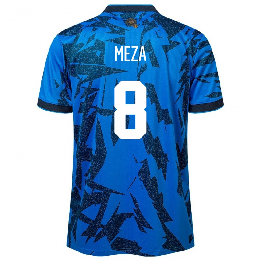 Criança Camisola El Salvador Victoria Meza #8 Azul Principal 24-26 Camisa Brasil