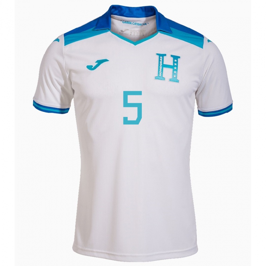 Criança Camisola Honduras Luis Vega #5 Branco Principal 24-26 Camisa Brasil