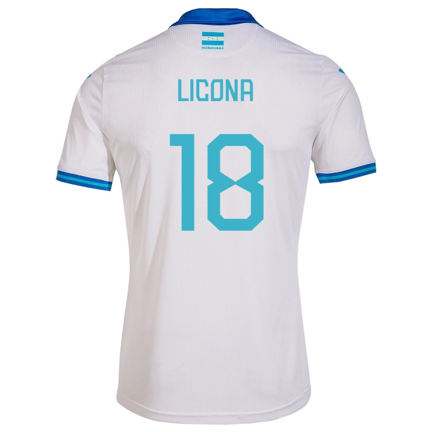 Criança Camisola Honduras Marlon Licona #18 Branco Principal 24-26 Camisa Brasil