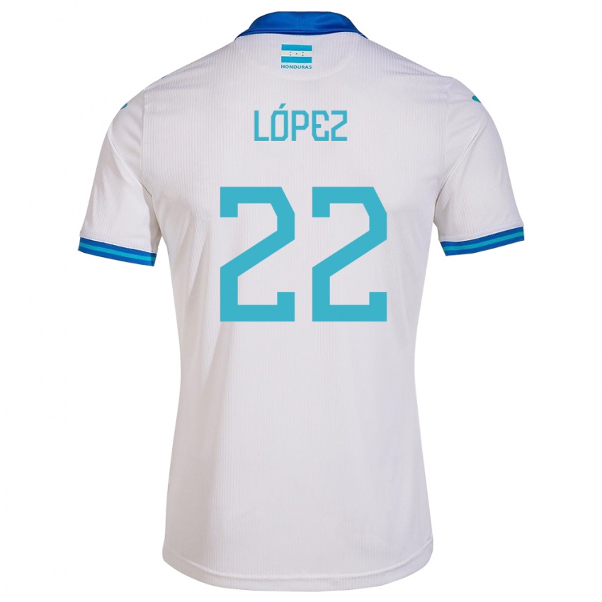 Criança Camisola Honduras Luis López #22 Branco Principal 24-26 Camisa Brasil