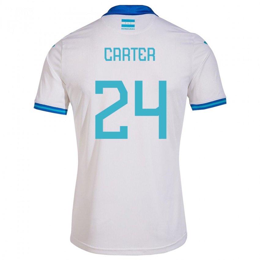 Criança Camisola Honduras Daniel Carter #24 Branco Principal 24-26 Camisa Brasil