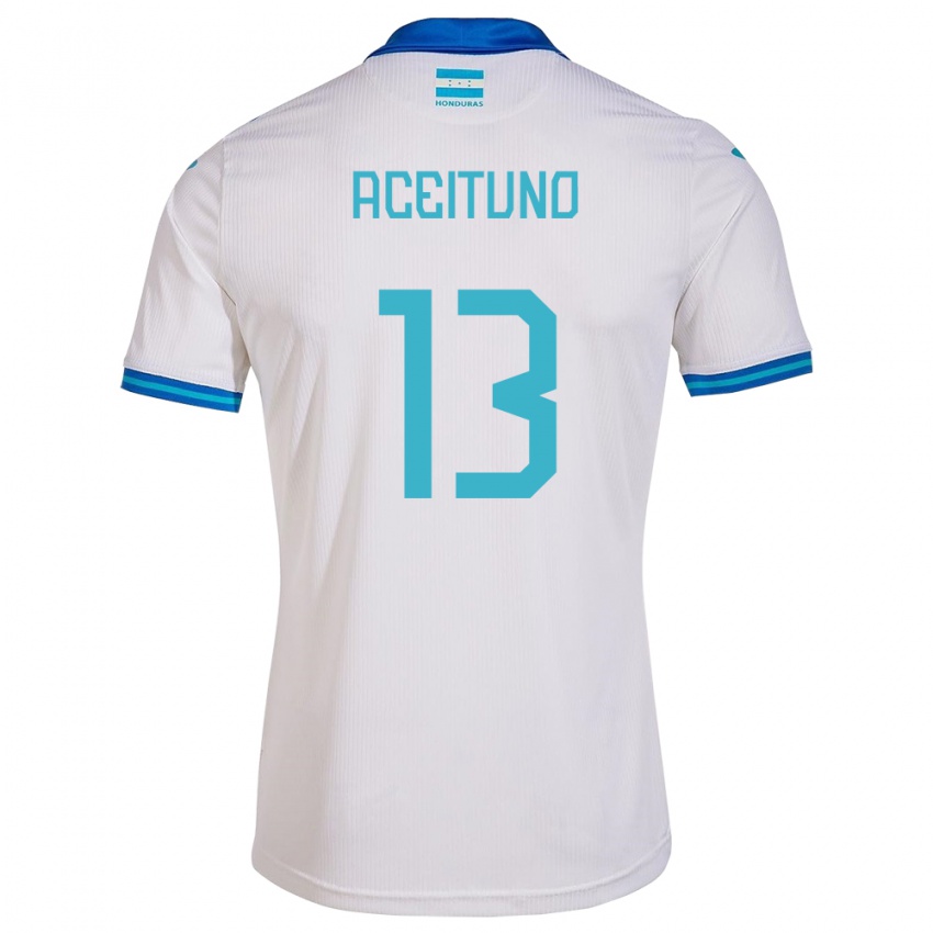 Criança Camisola Honduras Marco Aceituno #13 Branco Principal 24-26 Camisa Brasil