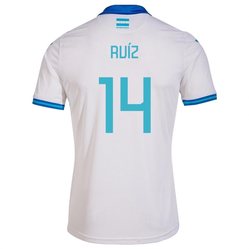 Criança Camisola Honduras David Ruíz #14 Branco Principal 24-26 Camisa Brasil