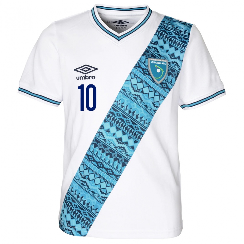 Criança Camisola Guatemala Axel De La Cruz #10 Branco Principal 24-26 Camisa Brasil