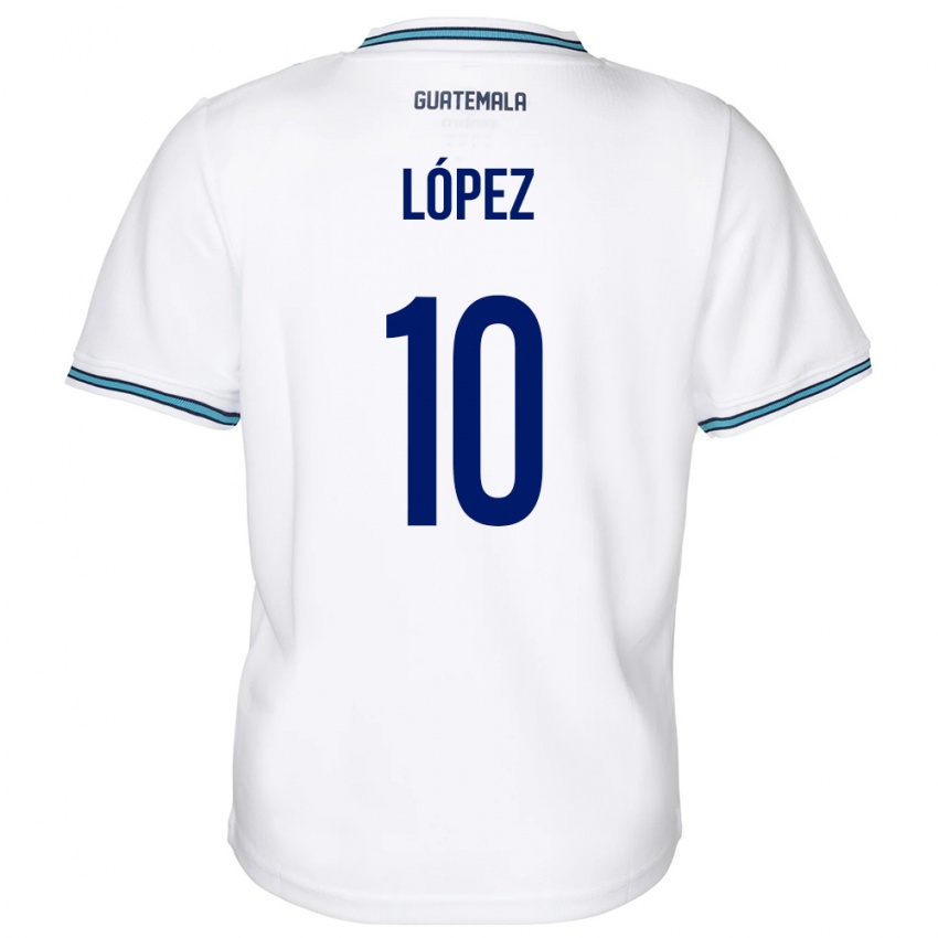 Criança Camisola Guatemala Antonio López #10 Branco Principal 24-26 Camisa Brasil