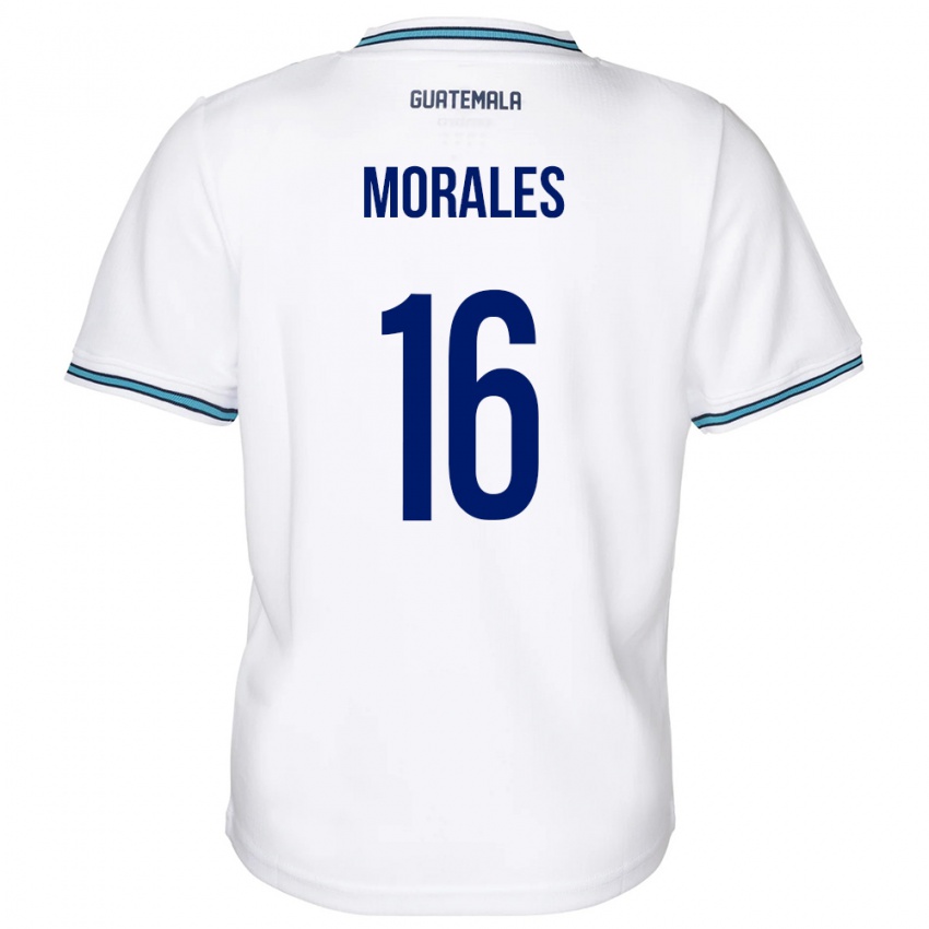 Criança Camisola Guatemala José Morales #16 Branco Principal 24-26 Camisa Brasil