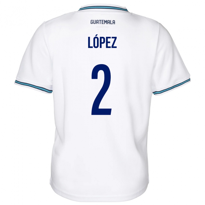 Criança Camisola Guatemala Francisco López #2 Branco Principal 24-26 Camisa Brasil