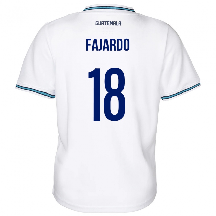 Criança Camisola Guatemala William Fajardo #18 Branco Principal 24-26 Camisa Brasil