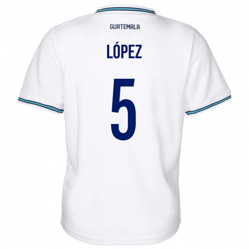 Criança Camisola Guatemala Jeffery López #5 Branco Principal 24-26 Camisa Brasil