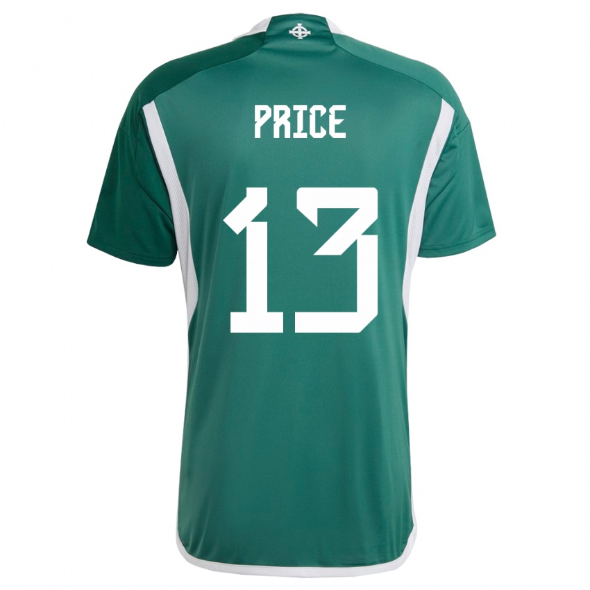 Criança Camisola Irlanda Do Norte Isaac Price #13 Verde Principal 24-26 Camisa Brasil