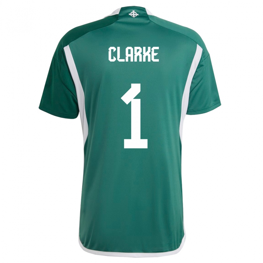 Criança Camisola Irlanda Do Norte Josh Clarke #1 Verde Principal 24-26 Camisa Brasil