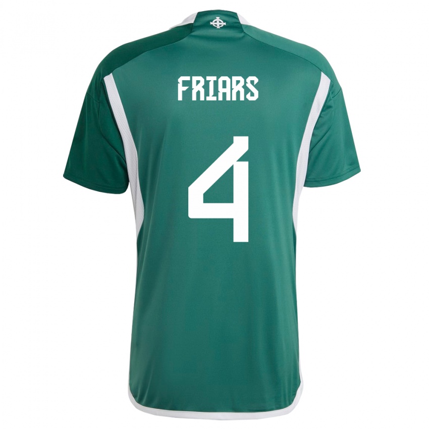 Criança Camisola Irlanda Do Norte Alfie Friars #4 Verde Principal 24-26 Camisa Brasil