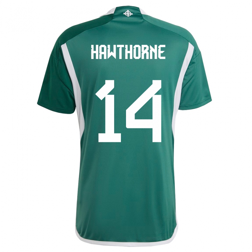 Criança Camisola Irlanda Do Norte Keevan Hawthorne #14 Verde Principal 24-26 Camisa Brasil