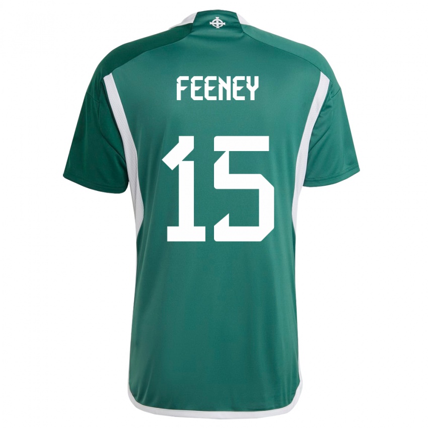 Criança Camisola Irlanda Do Norte George Feeney #15 Verde Principal 24-26 Camisa Brasil