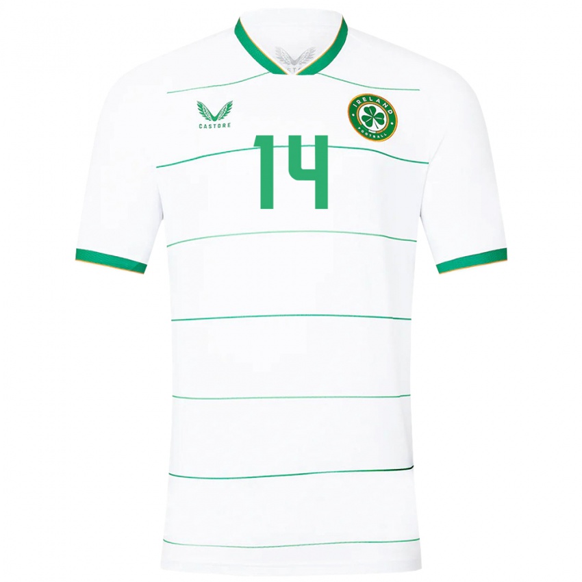 Criança Camisola Irlanda John Ryan #14 Branco Alternativa 24-26 Camisa Brasil