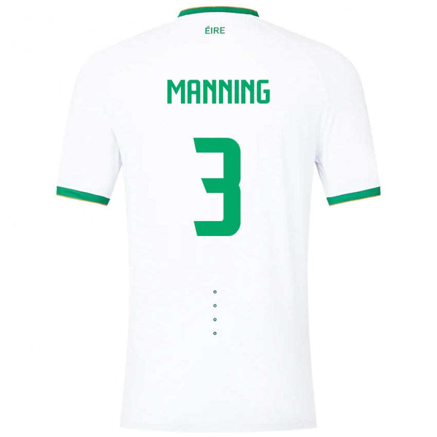 Criança Camisola Irlanda Ryan Manning #3 Branco Alternativa 24-26 Camisa Brasil