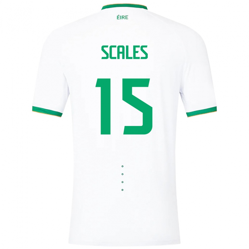 Criança Camisola Irlanda Liam Scales #15 Branco Alternativa 24-26 Camisa Brasil