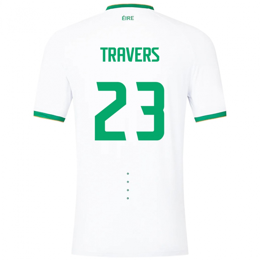 Criança Camisola Irlanda Mark Travers #23 Branco Alternativa 24-26 Camisa Brasil