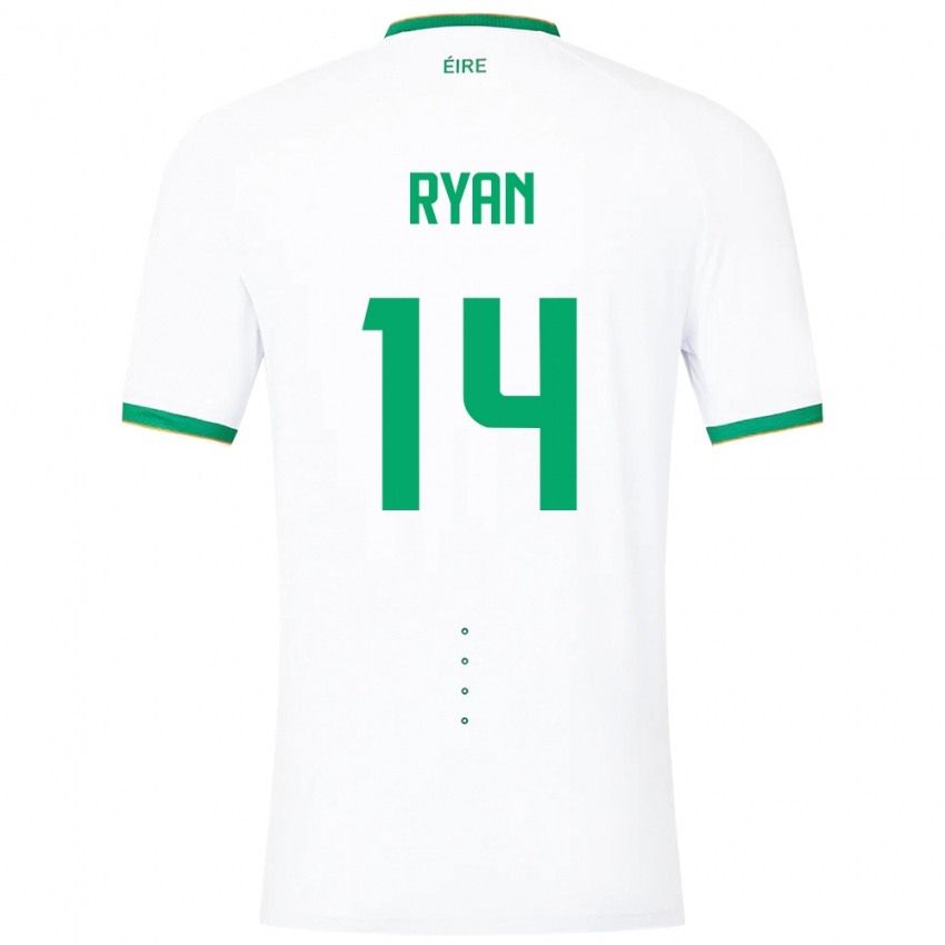 Criança Camisola Irlanda John Ryan #14 Branco Alternativa 24-26 Camisa Brasil