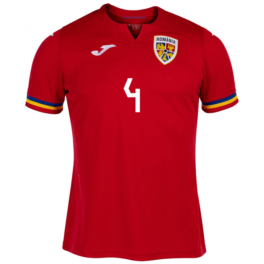 Criança Camisola Romênia Ștefan Duțu #4 Vermelho Alternativa 24-26 Camisa Brasil