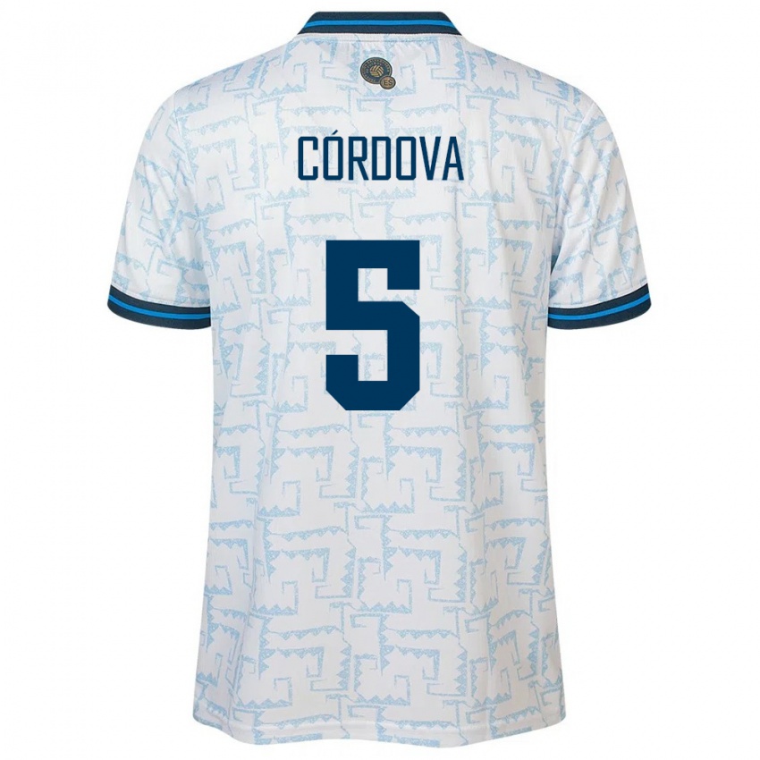 Criança Camisola El Salvador Edwin Córdova #5 Branco Alternativa 24-26 Camisa Brasil