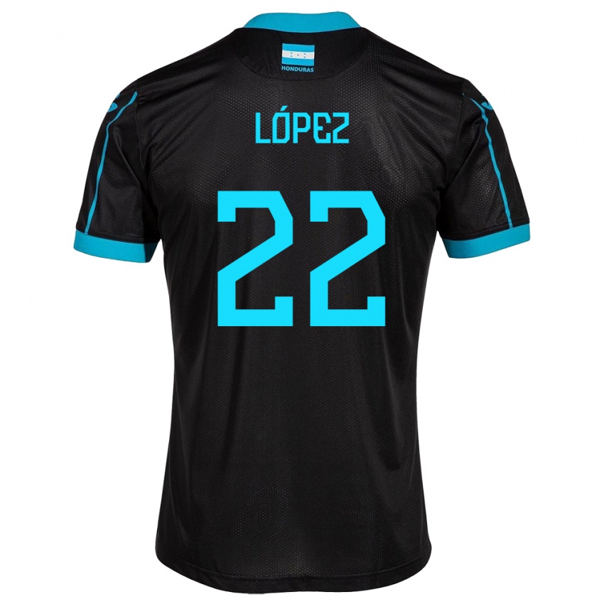 Criança Camisola Honduras Luis López #22 Preto Alternativa 24-26 Camisa Brasil