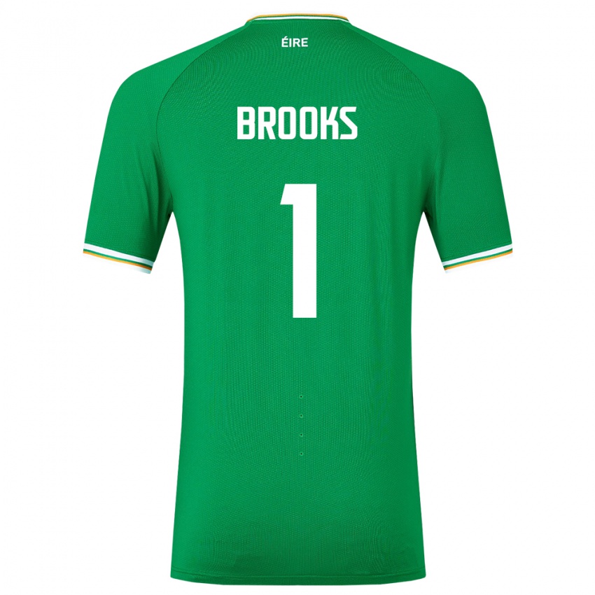 Homem Camisola Irlanda Tiernan Brooks #1 Verde Principal 24-26 Camisa Brasil