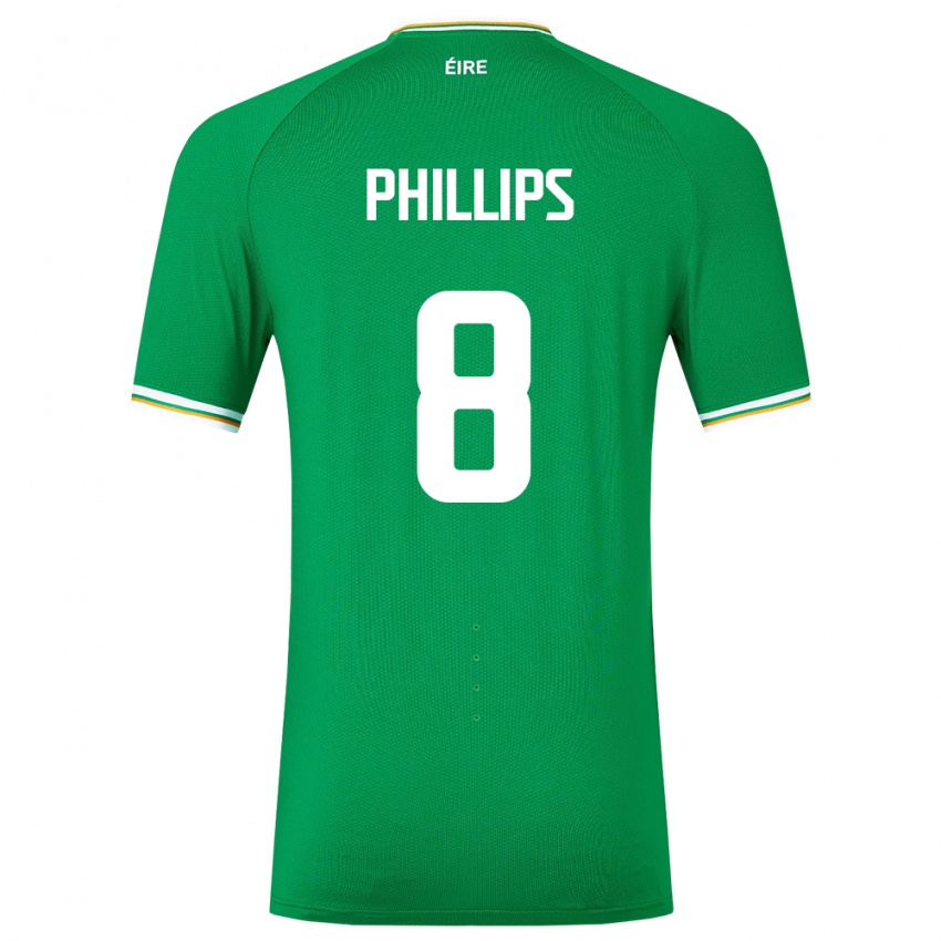 Homem Camisola Irlanda Killian Phillips #8 Verde Principal 24-26 Camisa Brasil