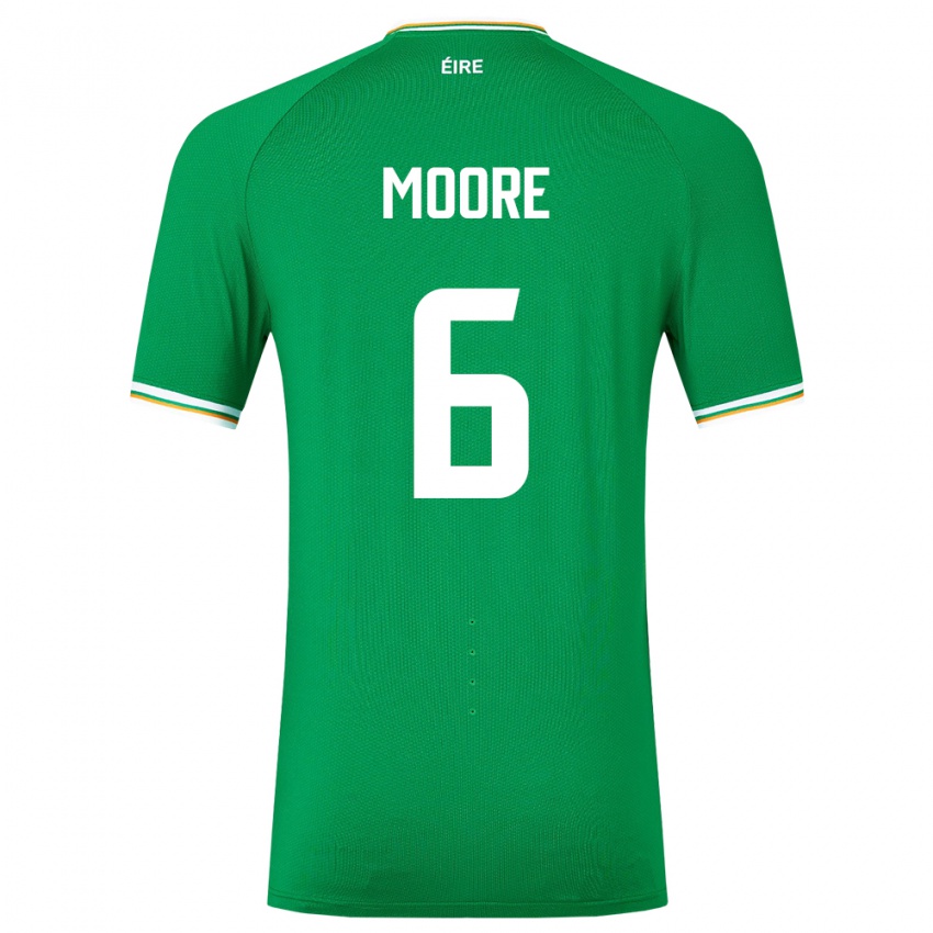 Homem Camisola Irlanda Matthew Moore #6 Verde Principal 24-26 Camisa Brasil