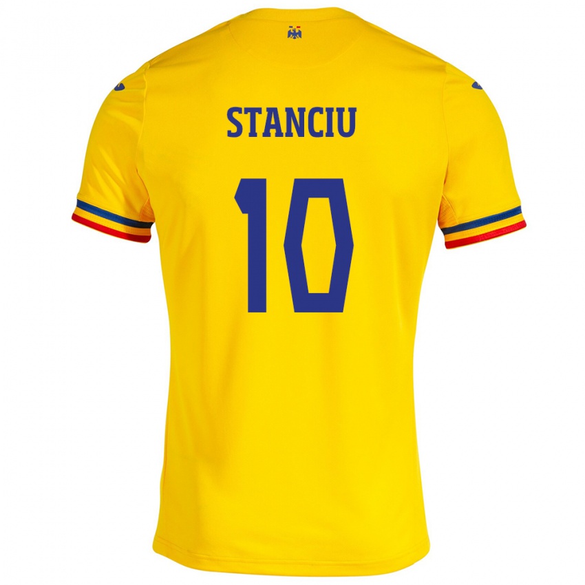 Homem Camisola Romênia Nicolae Stanciu #10 Amarelo Principal 24-26 Camisa Brasil