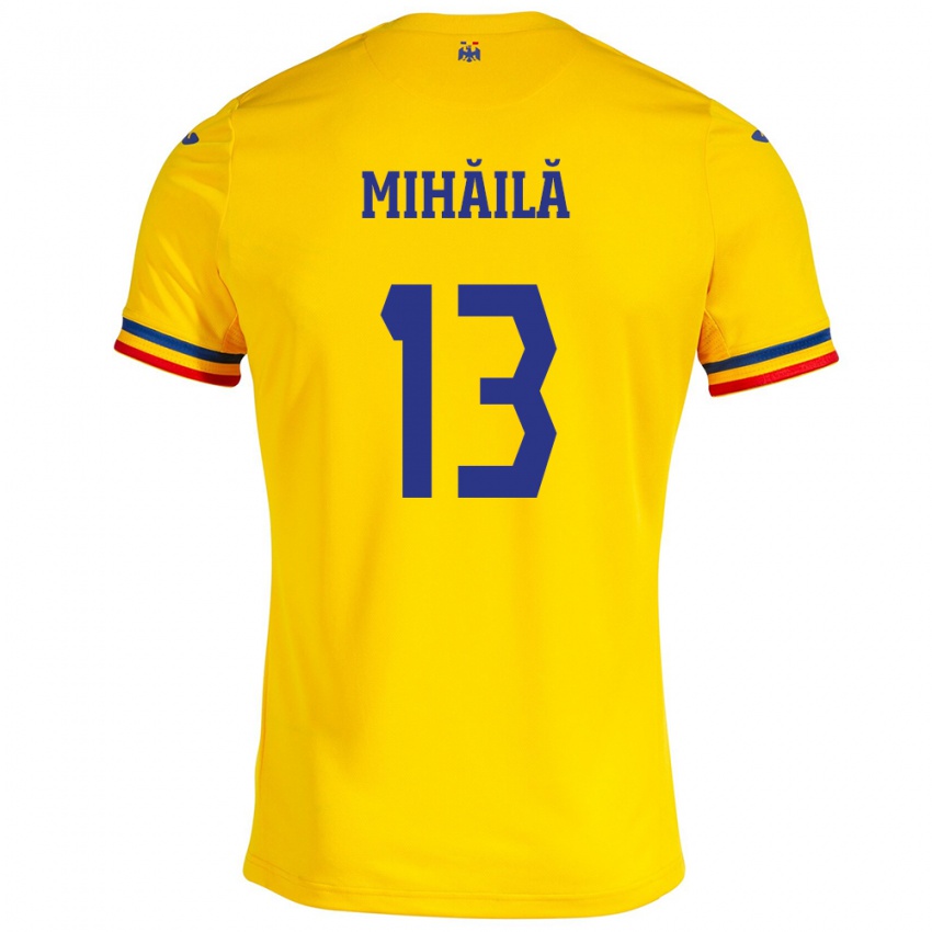 Homem Camisola Romênia Valentin Mihăilă #13 Amarelo Principal 24-26 Camisa Brasil