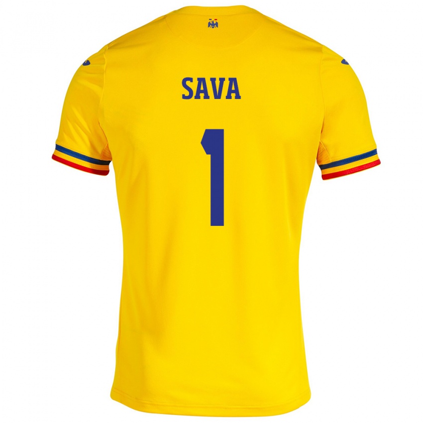 Homem Camisola Romênia Răzvan Sava #1 Amarelo Principal 24-26 Camisa Brasil