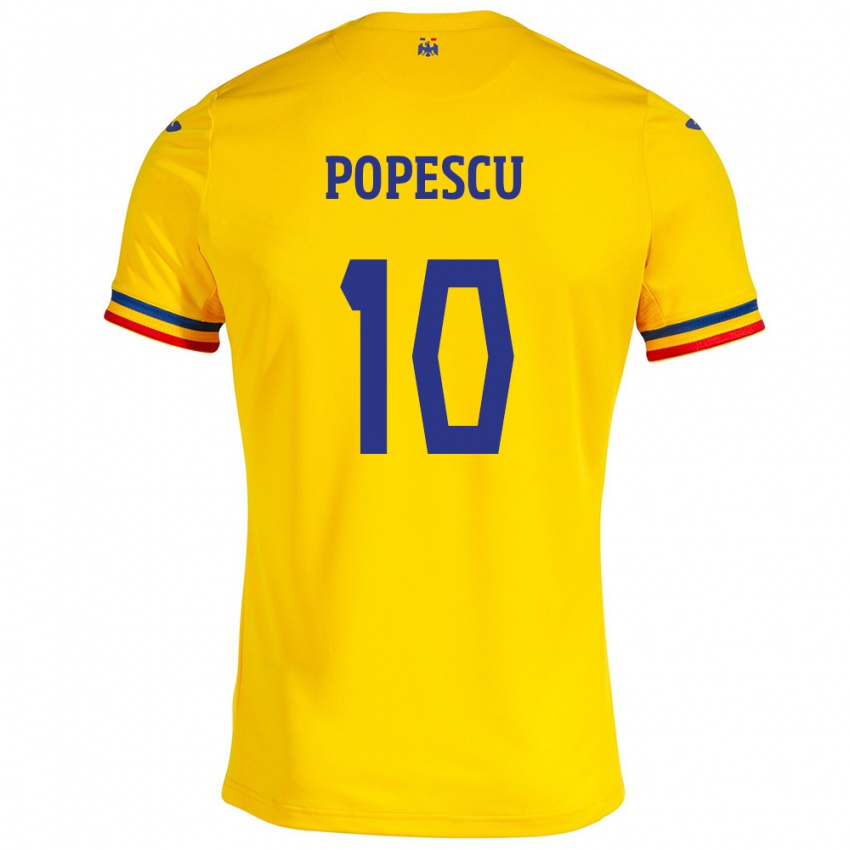 Homem Camisola Romênia Octavian Popescu #10 Amarelo Principal 24-26 Camisa Brasil