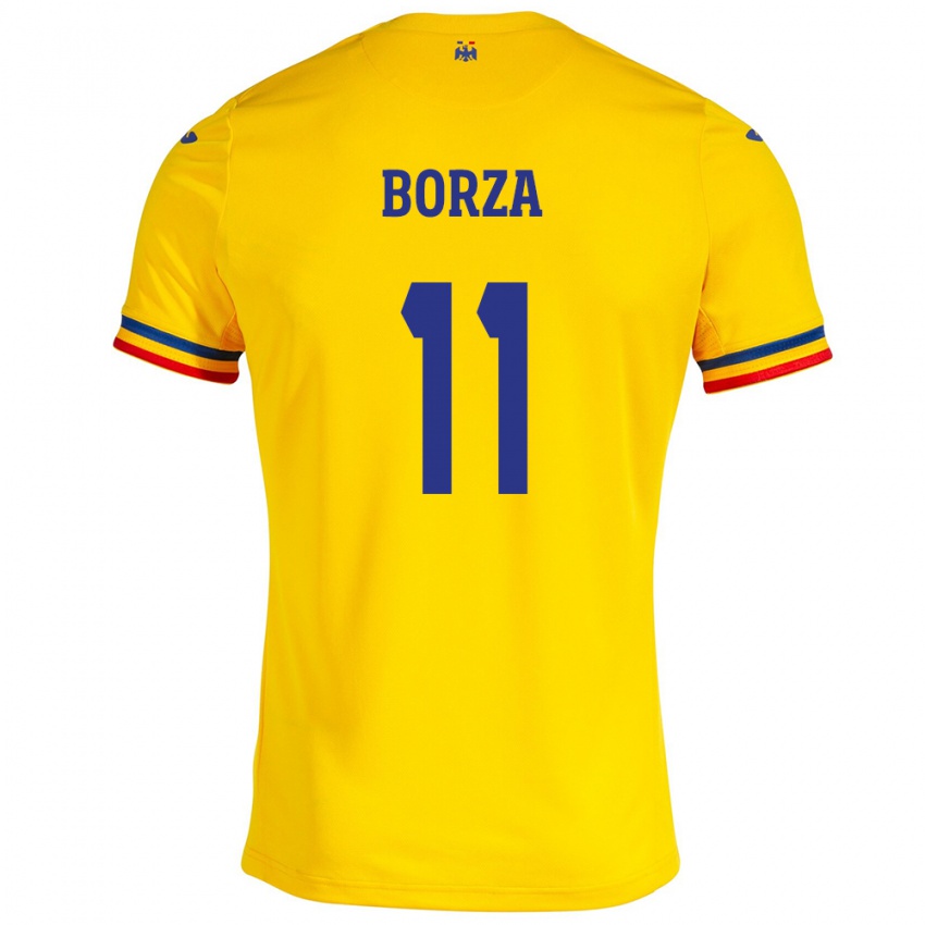 Homem Camisola Romênia Andrei Borza #11 Amarelo Principal 24-26 Camisa Brasil
