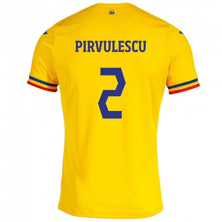 Homem Camisola Romênia Sergiu Pîrvulescu #2 Amarelo Principal 24-26 Camisa Brasil