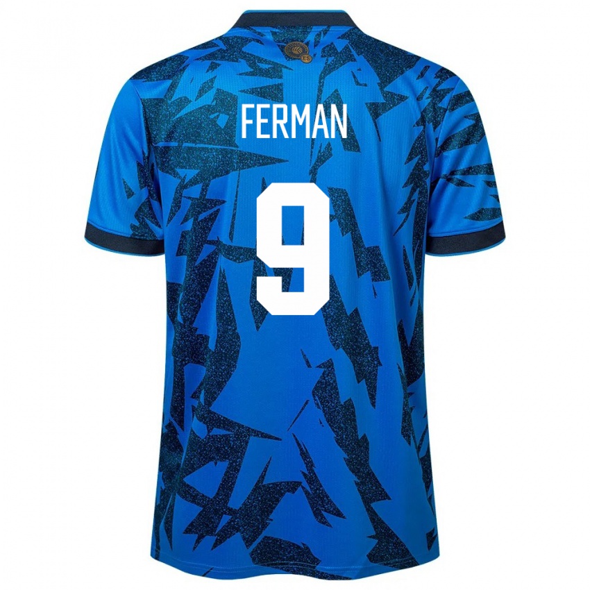 Homem Camisola El Salvador Javier Ferman #9 Azul Principal 24-26 Camisa Brasil