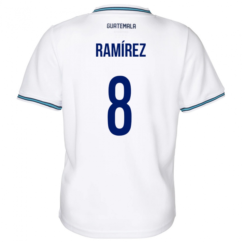 Homem Camisola Guatemala Dennis Ramírez #8 Branco Principal 24-26 Camisa Brasil